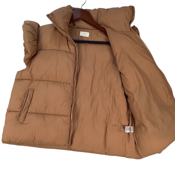 Simply Southern Puffer Vest Women M L Brown Quilted Sleeveless Full Zip Collar - Picture 1 of 7